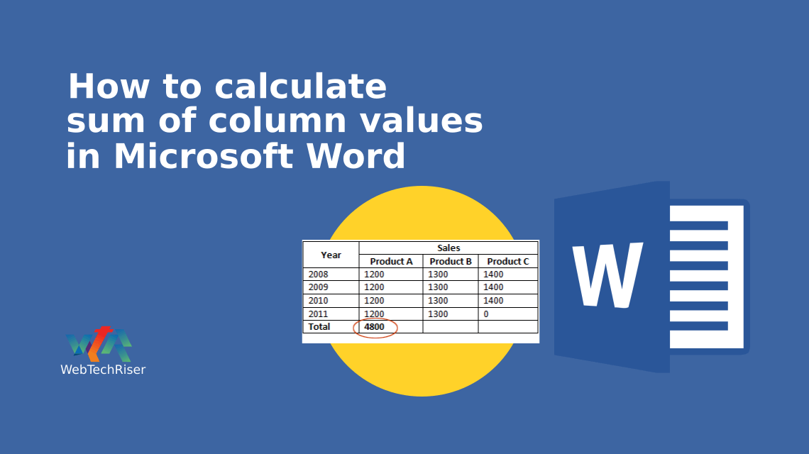 How to calculate sum of column values in Microsoft Word