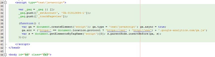 Paste Google Analytics code in Joomla Template
