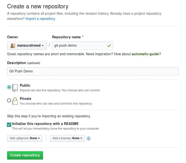 GitHub - Create a new repository