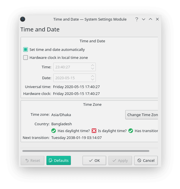 Synchronizing the system's Clock in Manjaro