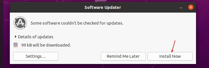 Install pending updates for Ubuntu