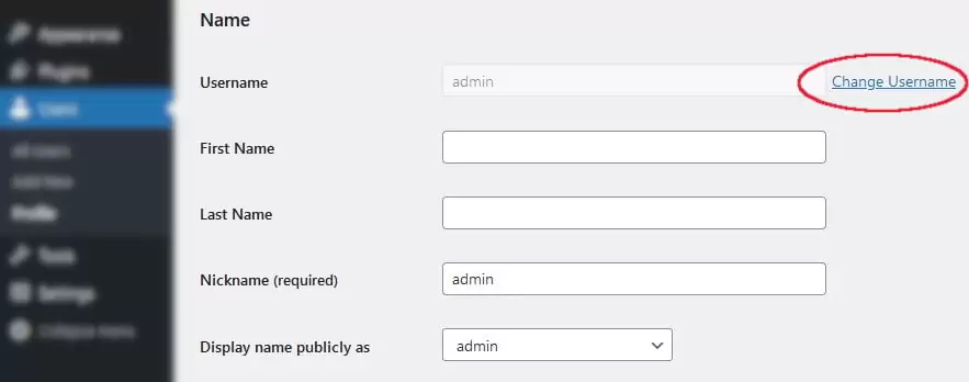 "Change Username" is the blessing of the new plugin just installed.