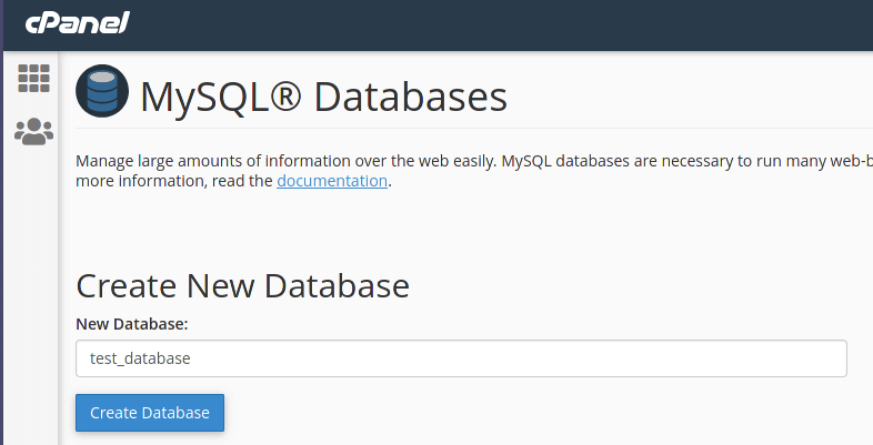 Create a new database in cPanel