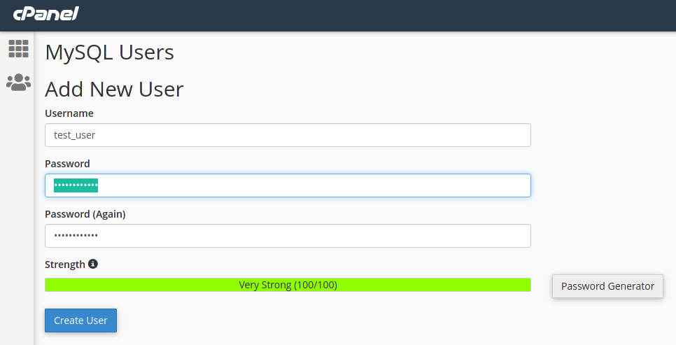 At the same time, create a username with strong password