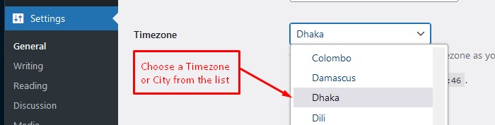 WordPress timezone list